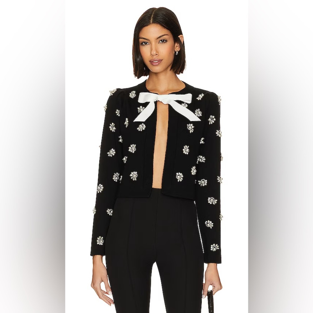 Alice + Olivia Black Sweater with White Accents
